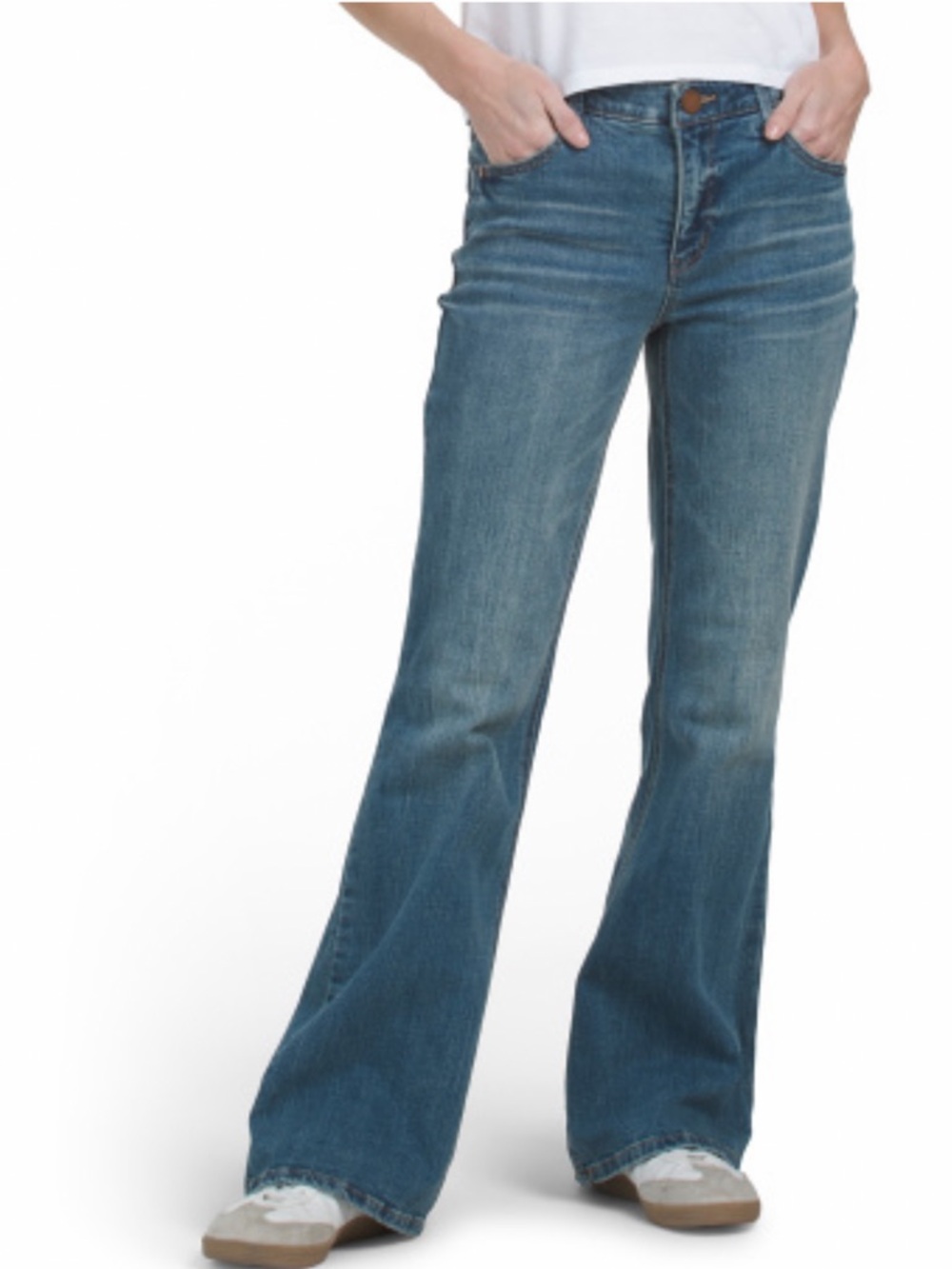 Democracy Denim Flare Jeans in Medium Blue Wash